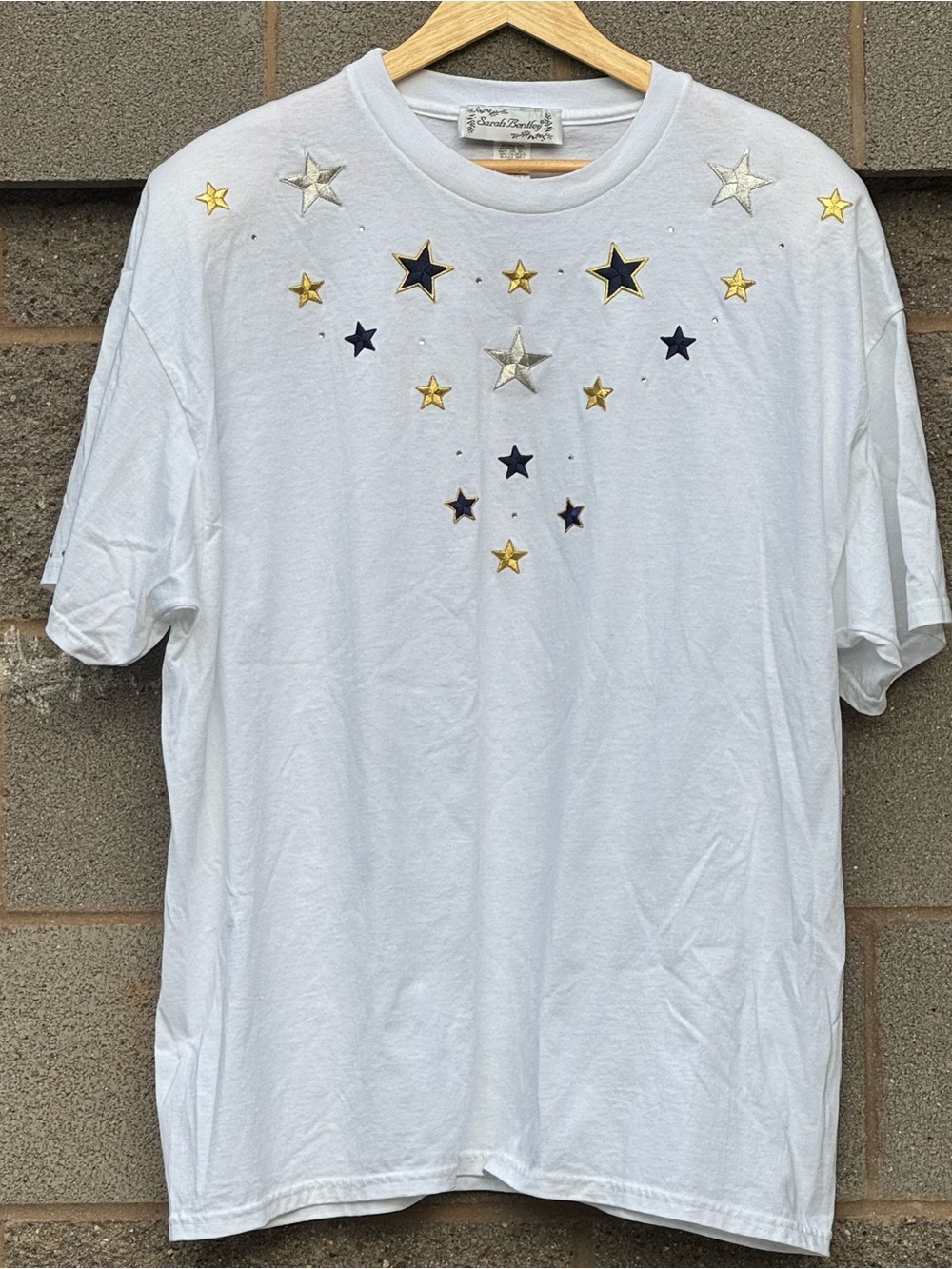 Women’s Vintage 90’s Sarah Bentley Metallic Star Padded Shoulders Shirt Large